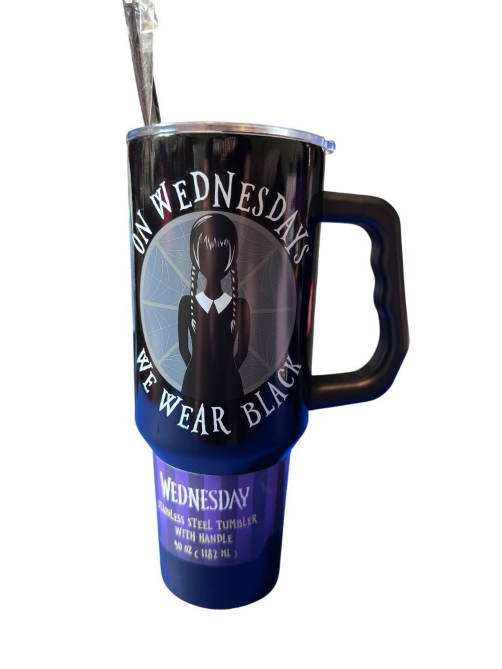 Wednesday Addams-Themed 40 Oz Stainless Steel Tumbler W/ Handle Lid & Straw